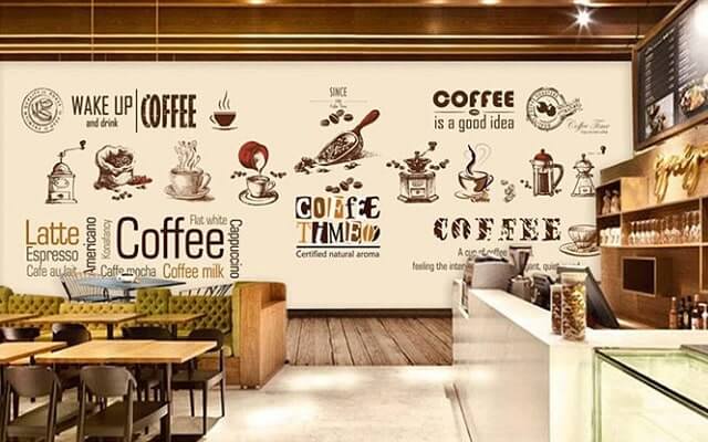mẫu tranh tường quán cafe