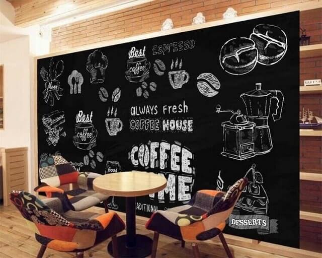 tranh tường quán cafe đen trắng