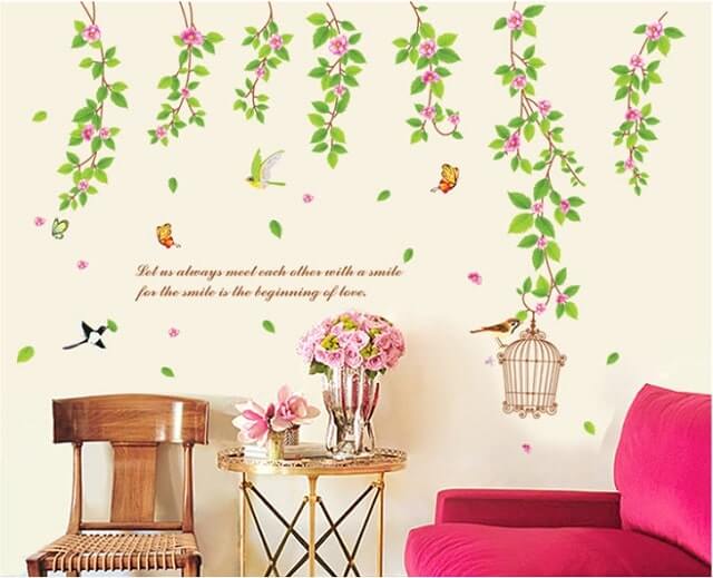 vẽ hoa leo trên tường