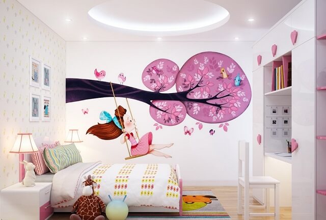 vẽ tranh tường phòng ngủ cho bé gái