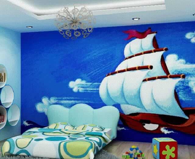 vẽ tranh tường phòng ngủ cho bé trai